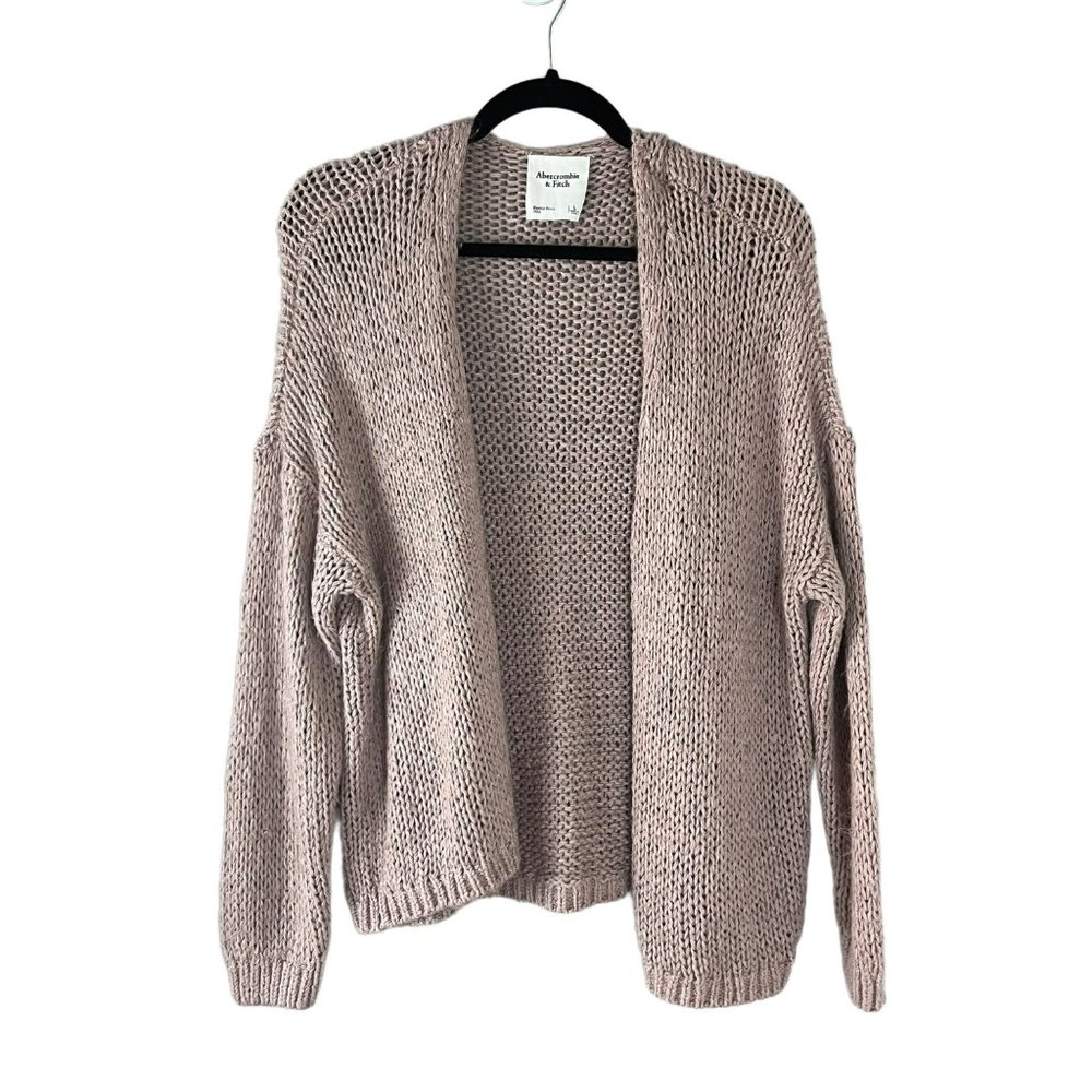 Abercrombie & Fitch Women's Muted Pink Chunky Knit Open Front Cardigan Size Larg